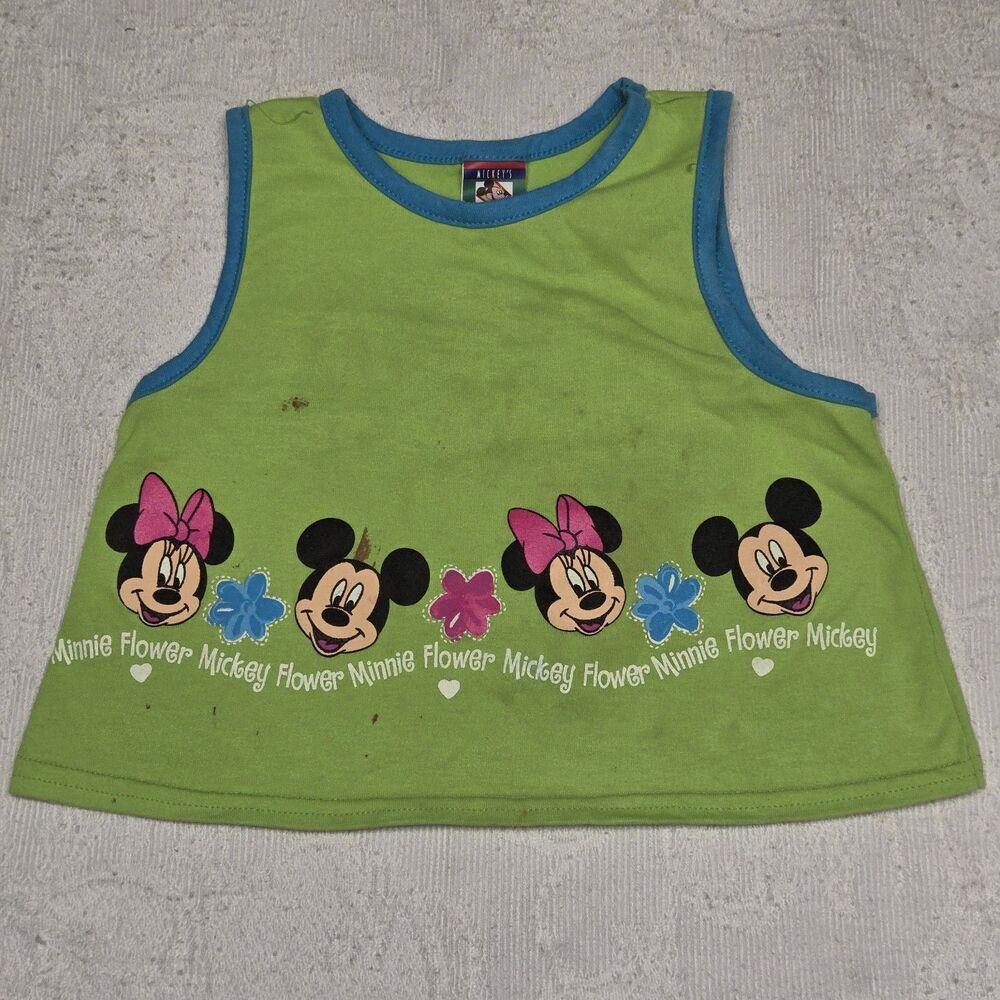 Mickeys Stuff For Kids Disney Neon Green Flower Minnie Tank Top Shirt L